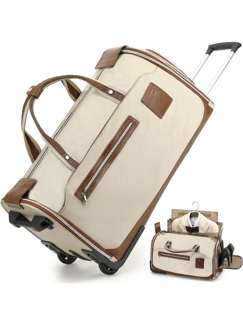 Travel Rolling Garment Bag with Wheels, 55L Duffle Suit Bag for Men & Women